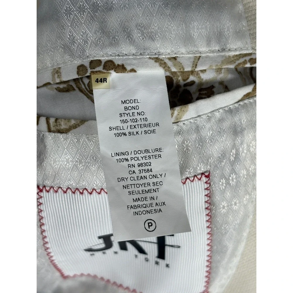 JKT New York Mens 44R 100% Silk Blazer Ivory 2-Button Sport Coat Quiet Luxury